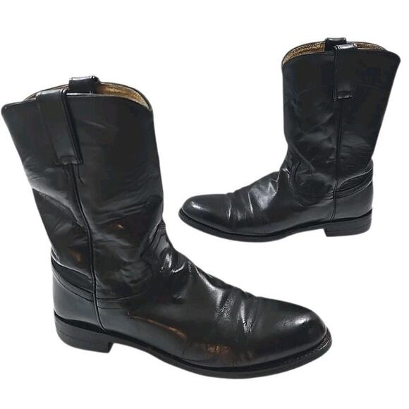 Justin ~Men\'s Size 9.5B~ Black Leather Western Boots. main image 16